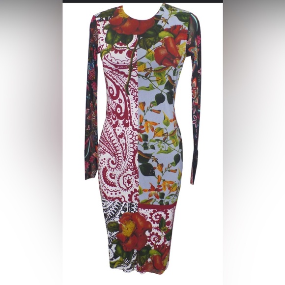 Louisiana Lined Combo Print Long Sleeve Crew Neck Dress size L- EUC - Picture 1 of 16